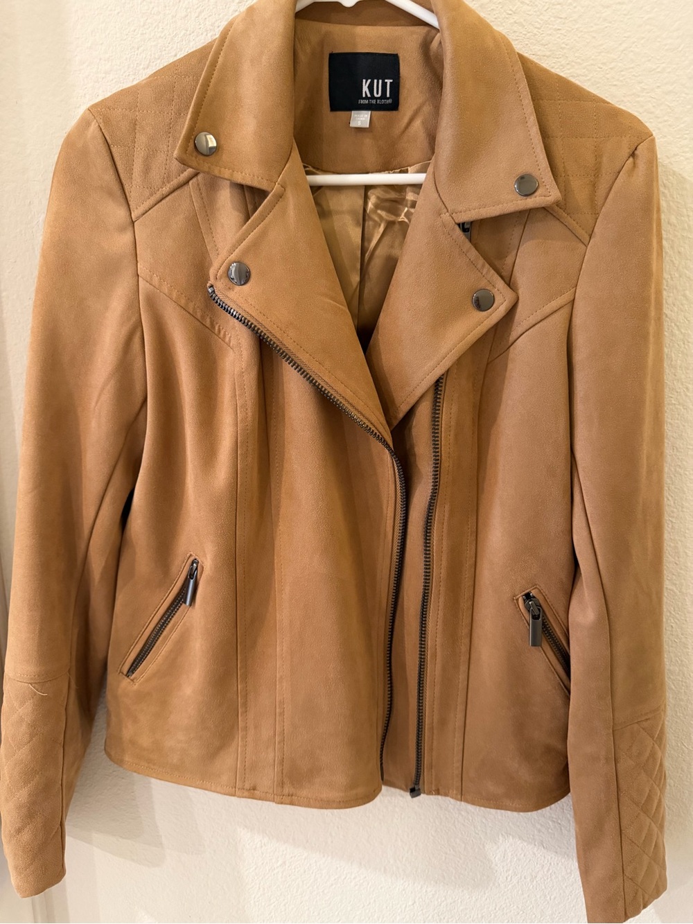 Kut from the Kloth Camel Faux Suede Moto Jacket